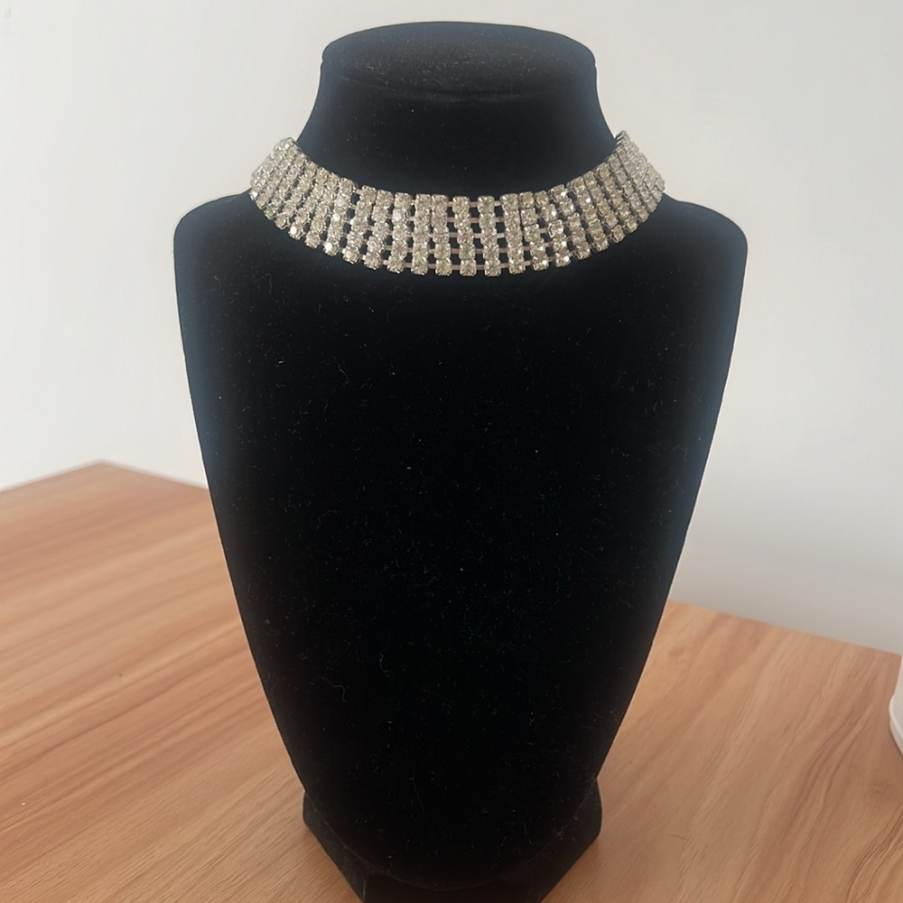 Vintage Y2K Full 5 Row Rhinestone McBling Choker